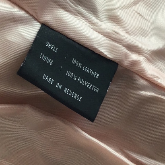 Black Rivet Blush Pink Retro Leather Moto Jacket Size Large - Picture 12 of 14